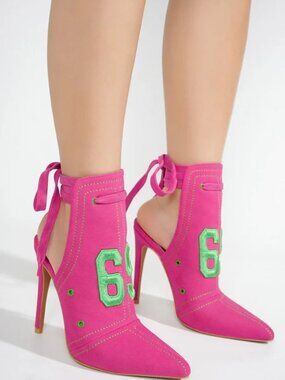 Cape Robin Dorette Lace-up Pointy Toe  Stiletto Heels in Fuchsia  8.5